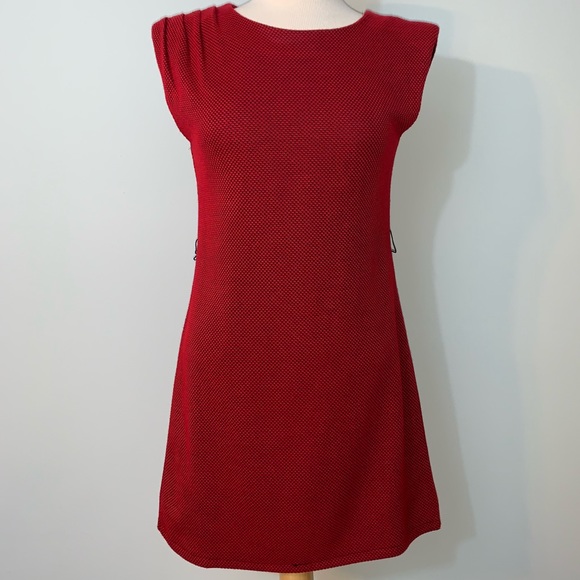 Red one ruched shoulder Aline dress - Picture 2 of 5